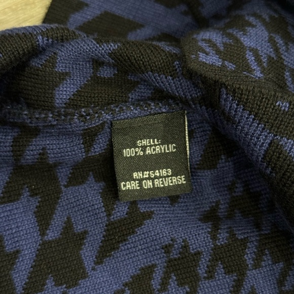 Ellen Tracy Sweater Dress Women Size Medium Blue / Black Houndstooth Knit Skater - Picture 9 of 10